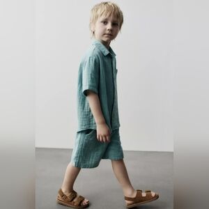 Zara Kids Teal Shirt and Shorts Set Size 3 Nwt